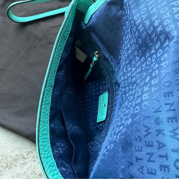 Kate Spade Teal Blue Green Fold Over Messenger Bag Crossbody Handbag w/ Dustbag - Picture 6 of 10